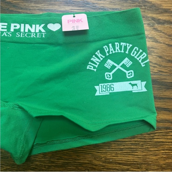 NWT Victoria's Secret PINK Vintage Y2K Green Women's Boy Short Underwear - Picture 3 of 4